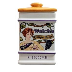 VTG The Country Store Spice Jar Ginger With Lid Welch's Grape Juice Ad 1991